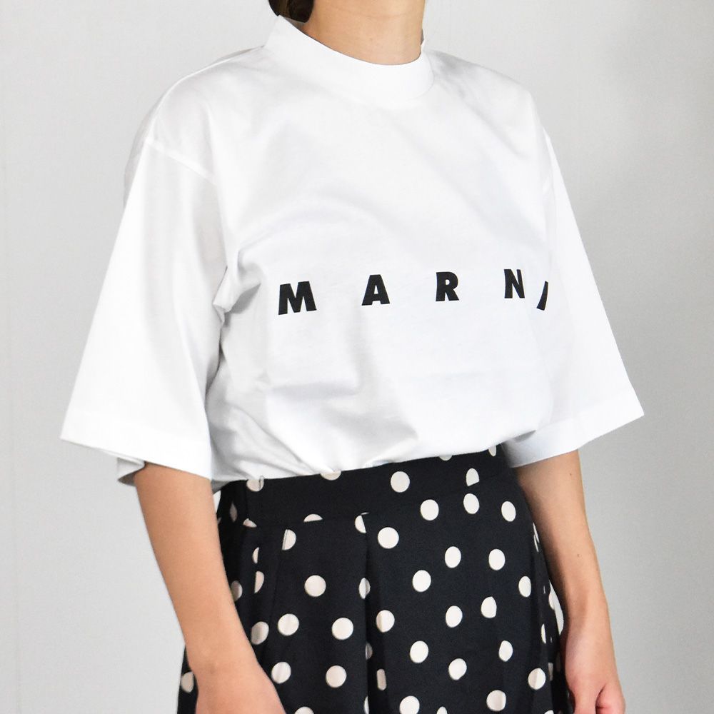マルニ Tシャツ レディース ロゴ 半袖 MARNI 黒 白 HUMU0223P1 マルニ Tシャツ レディース ロゴ 半袖 MARNI 黒 白 HUMU0223P1