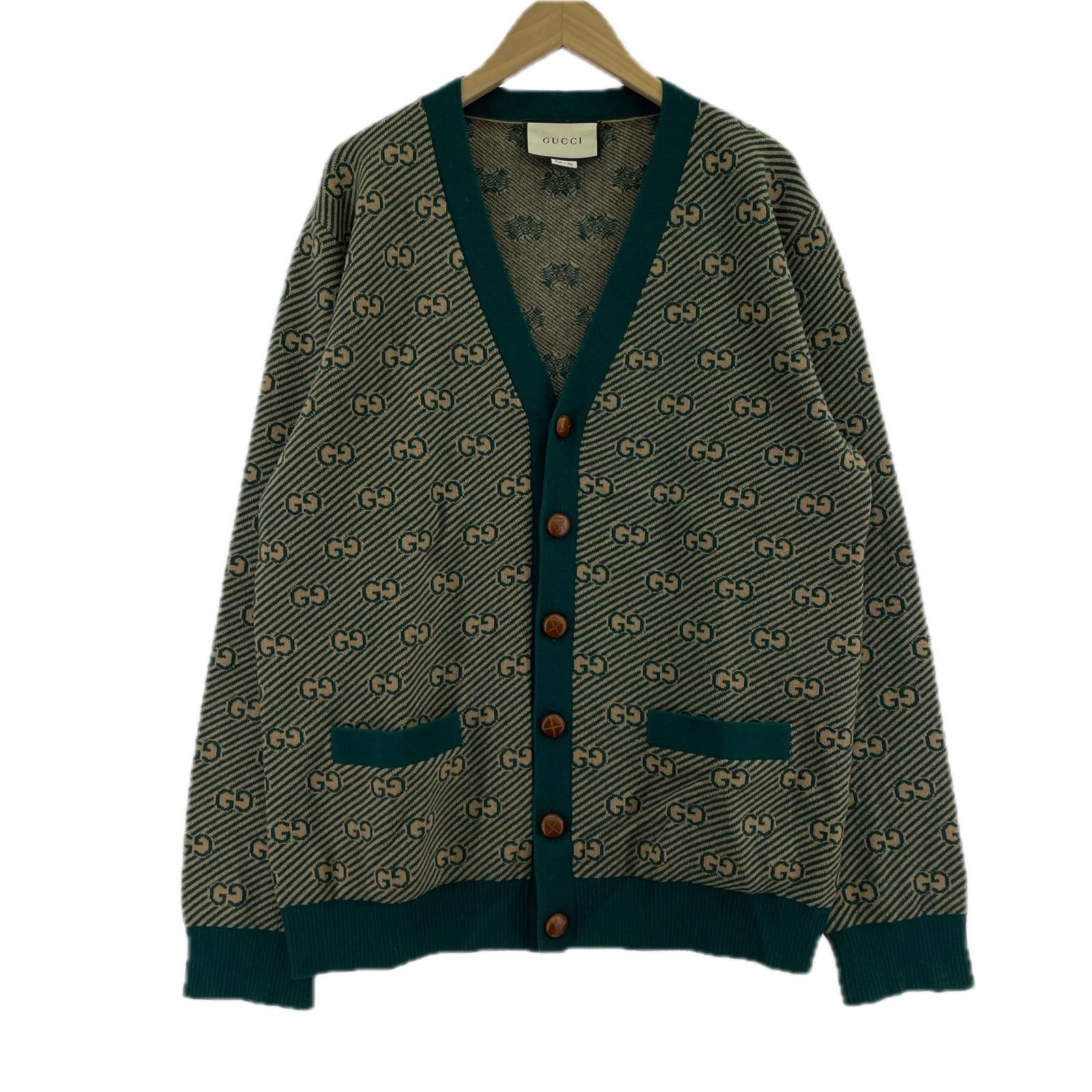グッチ GUCCI ニット Vネック カーディガン 国内発送☆GUCCI】ウェブストライプ付 Vネックカーディガン 白