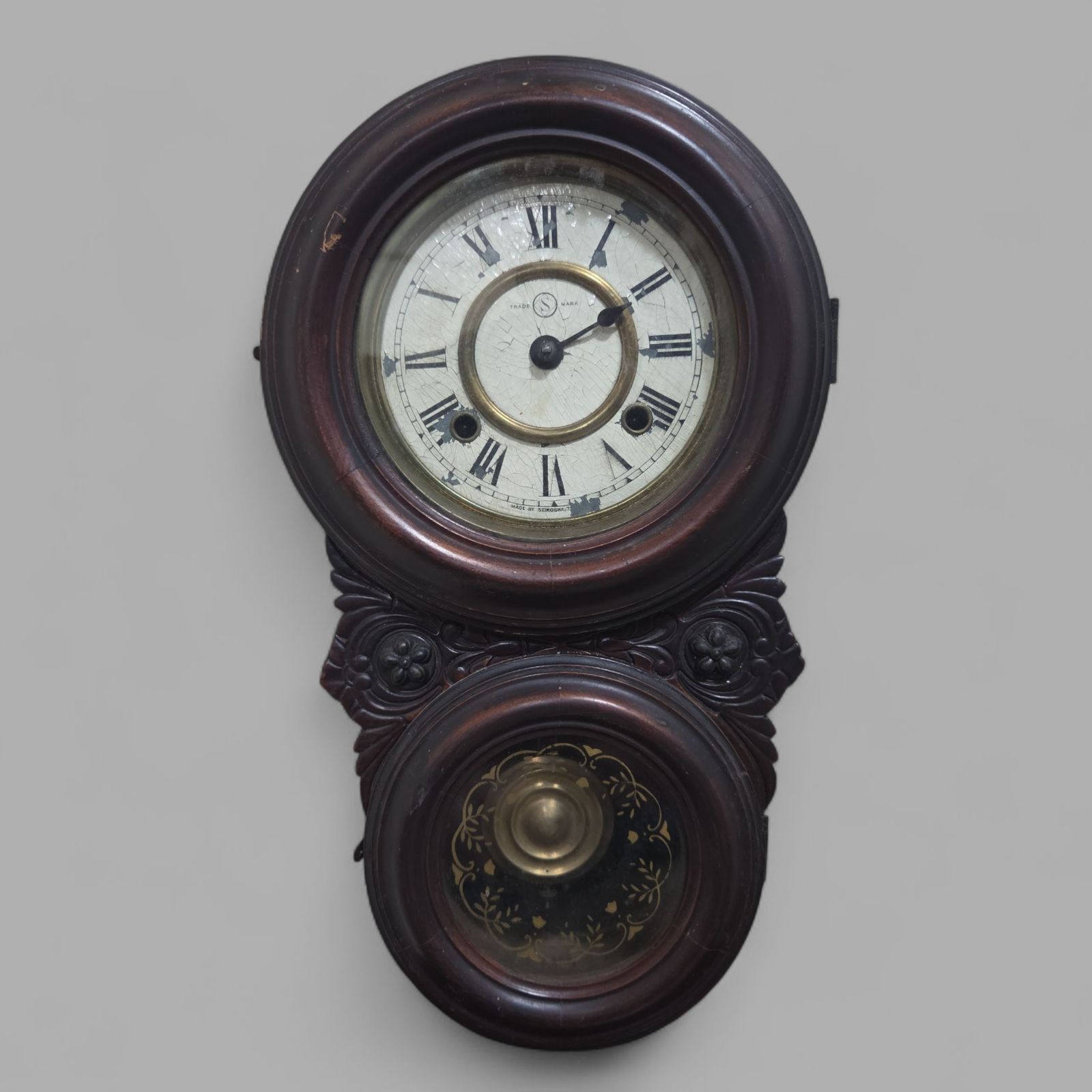 時代物 明治～大正期 精工舎 姫ダルマ掛時計 ゼンマイ式 レトロ アンティーク 古美術 骨董 インテリア Kj25 出西 4