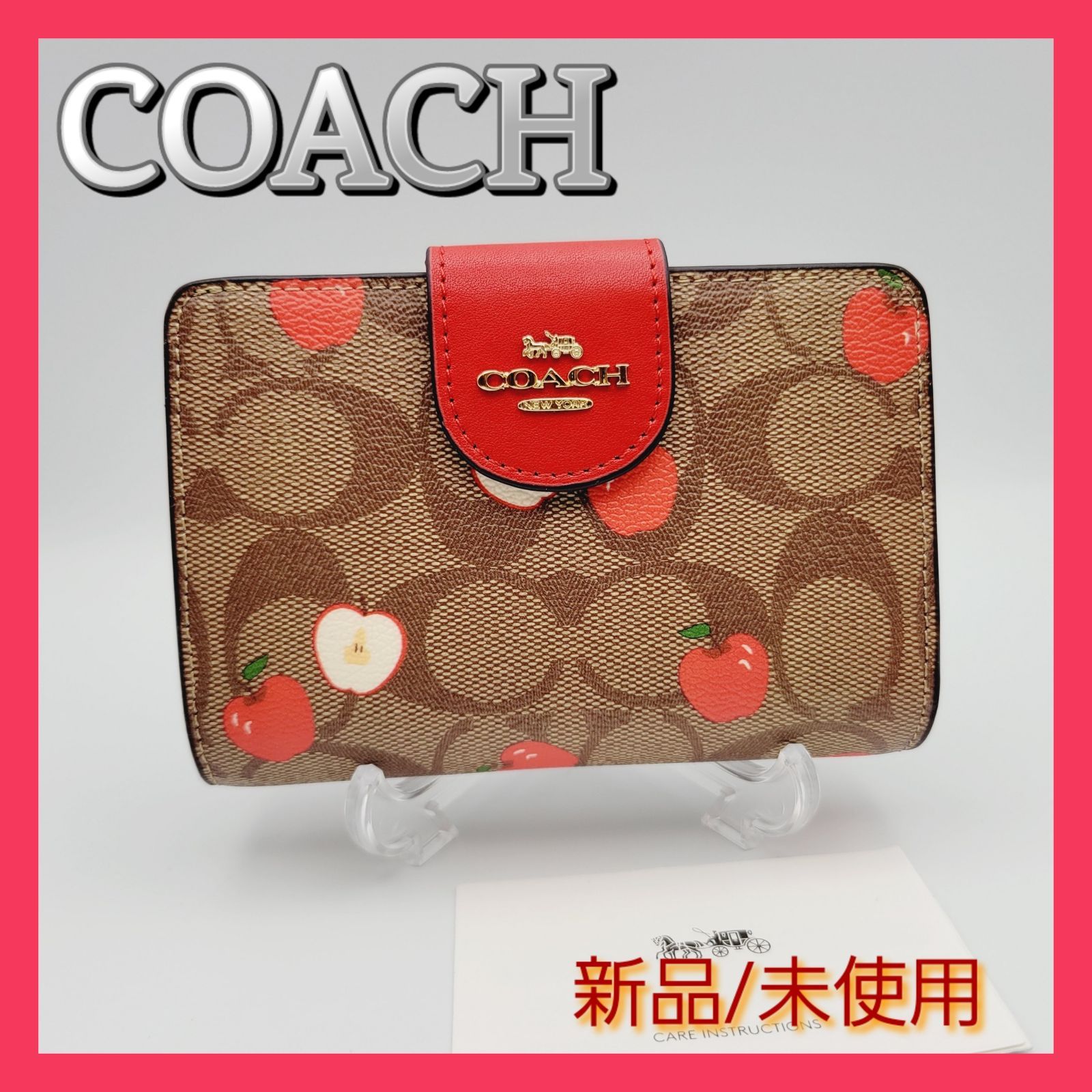 新品・限定商品】COACH 二つ折り財布 レディース リンゴ柄 C4117 - G