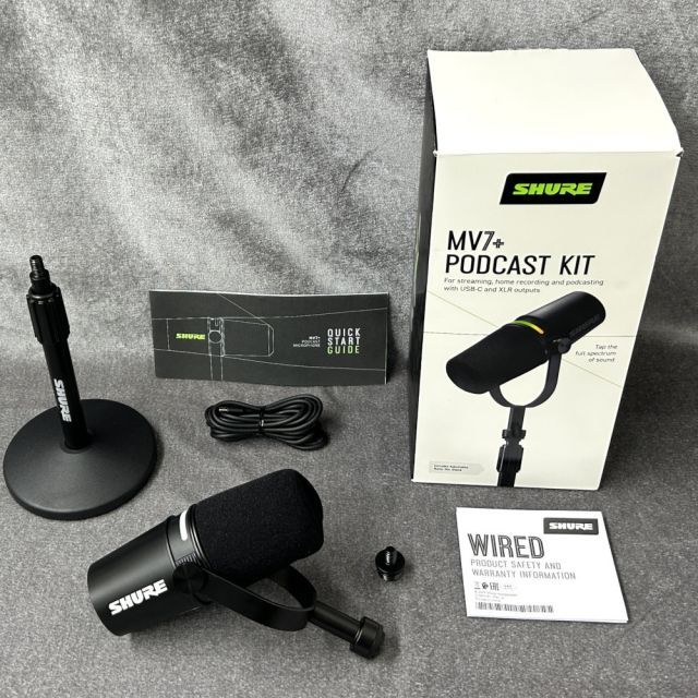 アウトレット品 ダイナミック マイク SHURE シュアー MV7 -K-J ブラック デスクトップスタンド付き MV7 -K-BNDL-J 正規品 2年保証