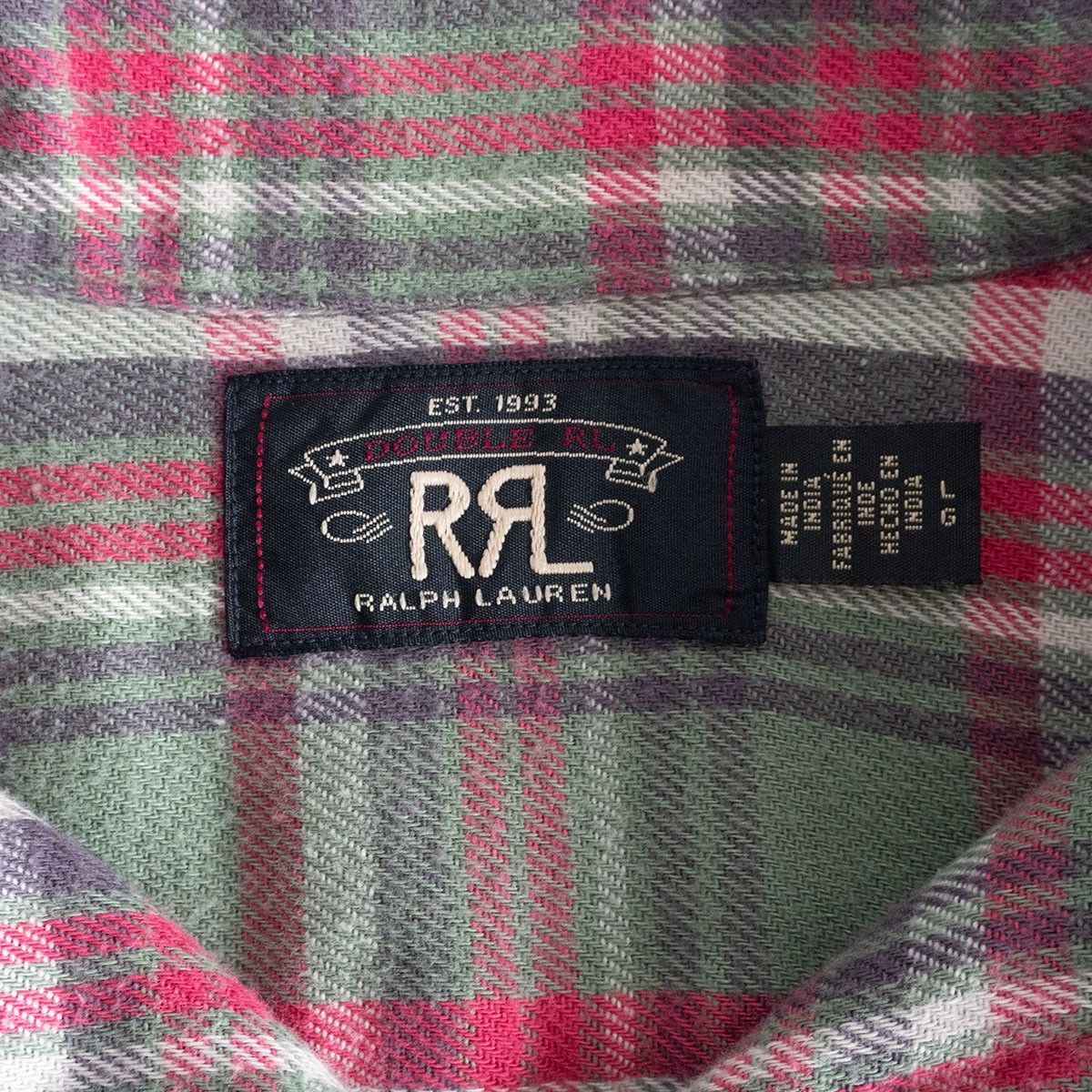美品】RRL【オープンカラー チェックネルシャツ】L ボックス
