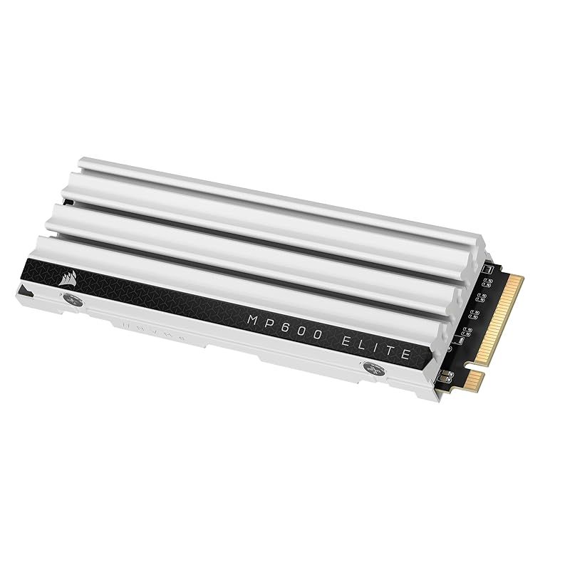 CORSAIR MP600 ELITE 2TB PCIe Gen4 x4 NVMe M.2 SSD PlayStation 5|PS5 適用 M.2 2280 フォームファクタ 薄型アルミニウム製ヒートシンク 高密度 3D TLC NAND ホワイト CSSD