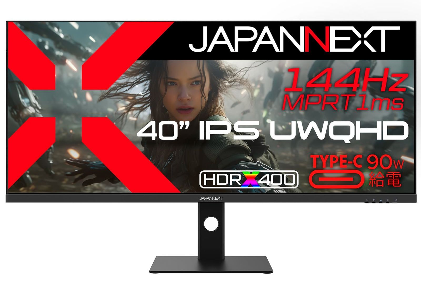 【在庫セール】ディスプレイ パネル IPS (HDMI/DisplayPort/Type-C/高さ調節/ブルーライトカット 3440x1440解像度 UWQHD / 1ms 144Hz 視野角178) ゲーミングモニター 40インチ JN-IPS401UWQ