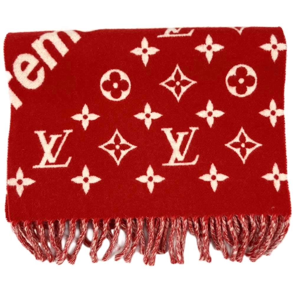 Supreme x Louis Vuitton マフラー レッド ルイヴィトン LOUIS VUITTON × シュプリーム Supreme 2017AW 美