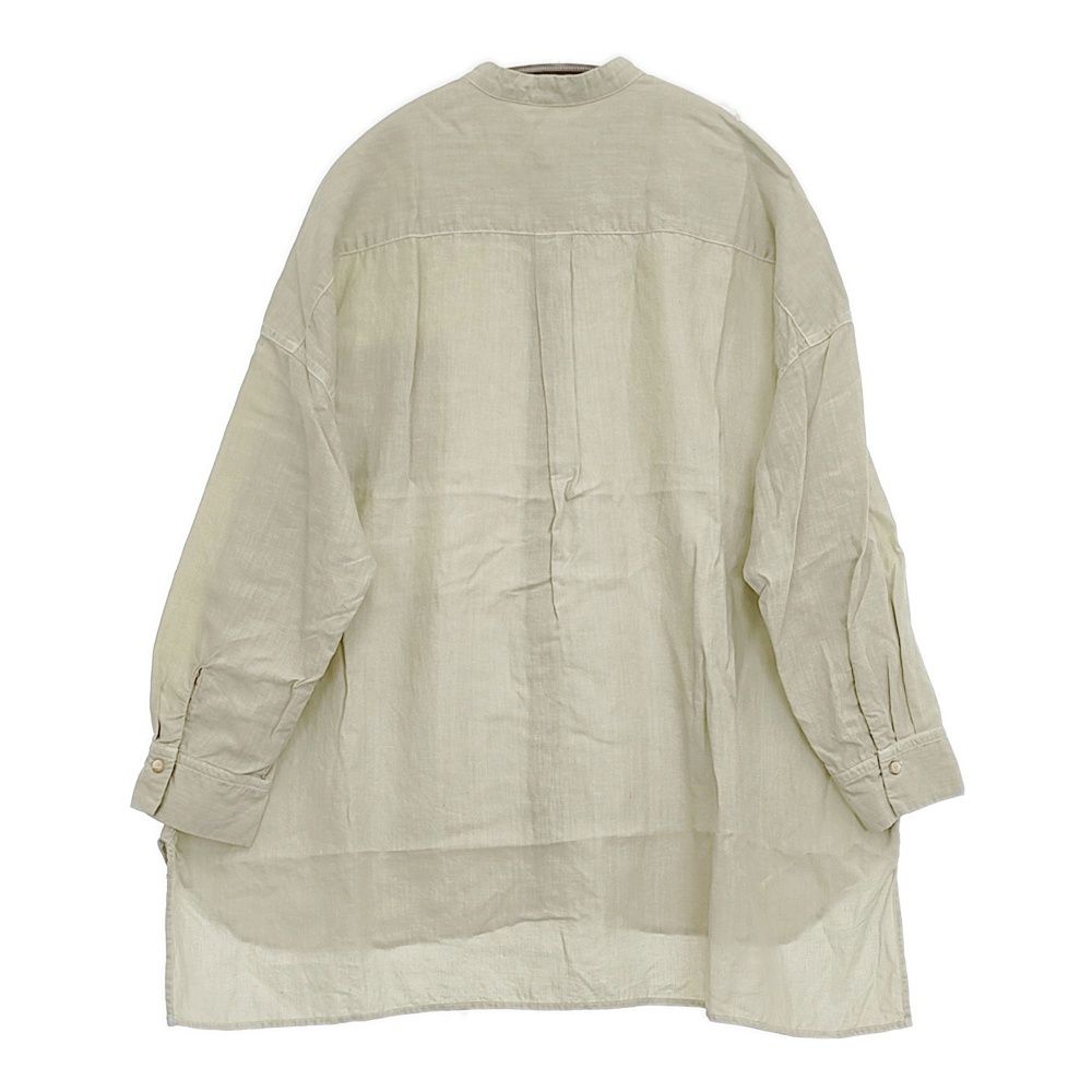 【未使用タグ付】nest Robe 長袖シャツ　リネン　ラベンダー　夏　貝ボタン nest Robe 01181-1034 リネンハイカウントバンドカラーシャツ