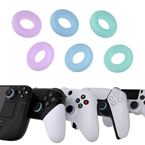 パープル＆グリーン＆ブルー PlayVital ps5、ps4、XboxシリーズX/S、Xbox One、Xbox 360、Switch  Proコントローラーに対応用の3ペアのエイムアシストターゲットモーションコントロールプレシジョンリング-三つのカラー＆三つ