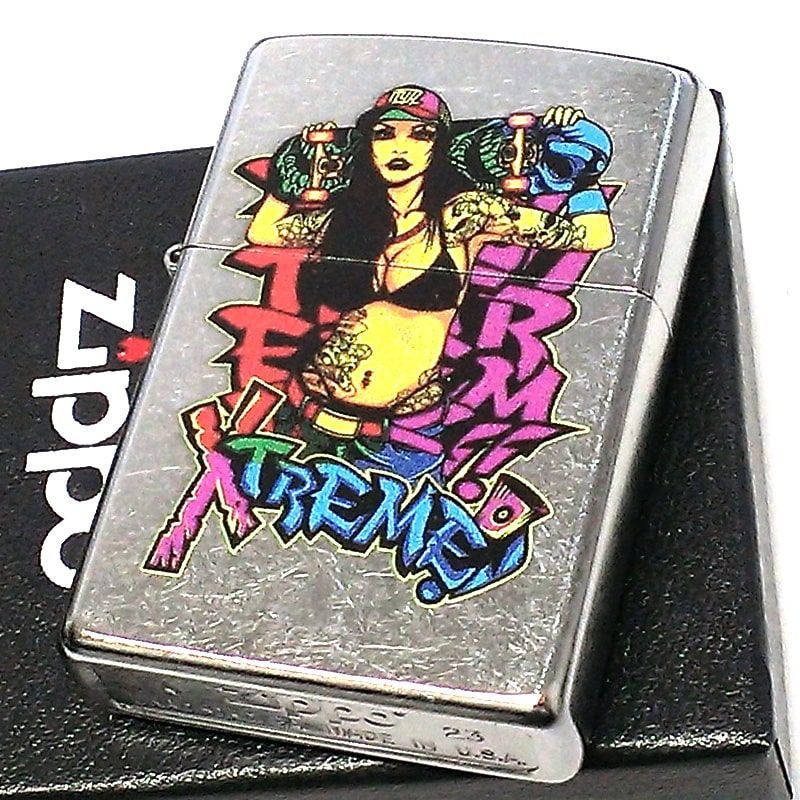 Zippo スケートボードデザイン ライター ZIPPO ライター セクシー Skateboard Lady シルバー スケート