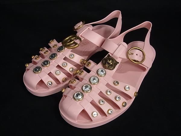 グッチサンダル　サイズ:36 □極美品□ GUCCI グッチ GG キャットヘッド ラバー グルカサンダル