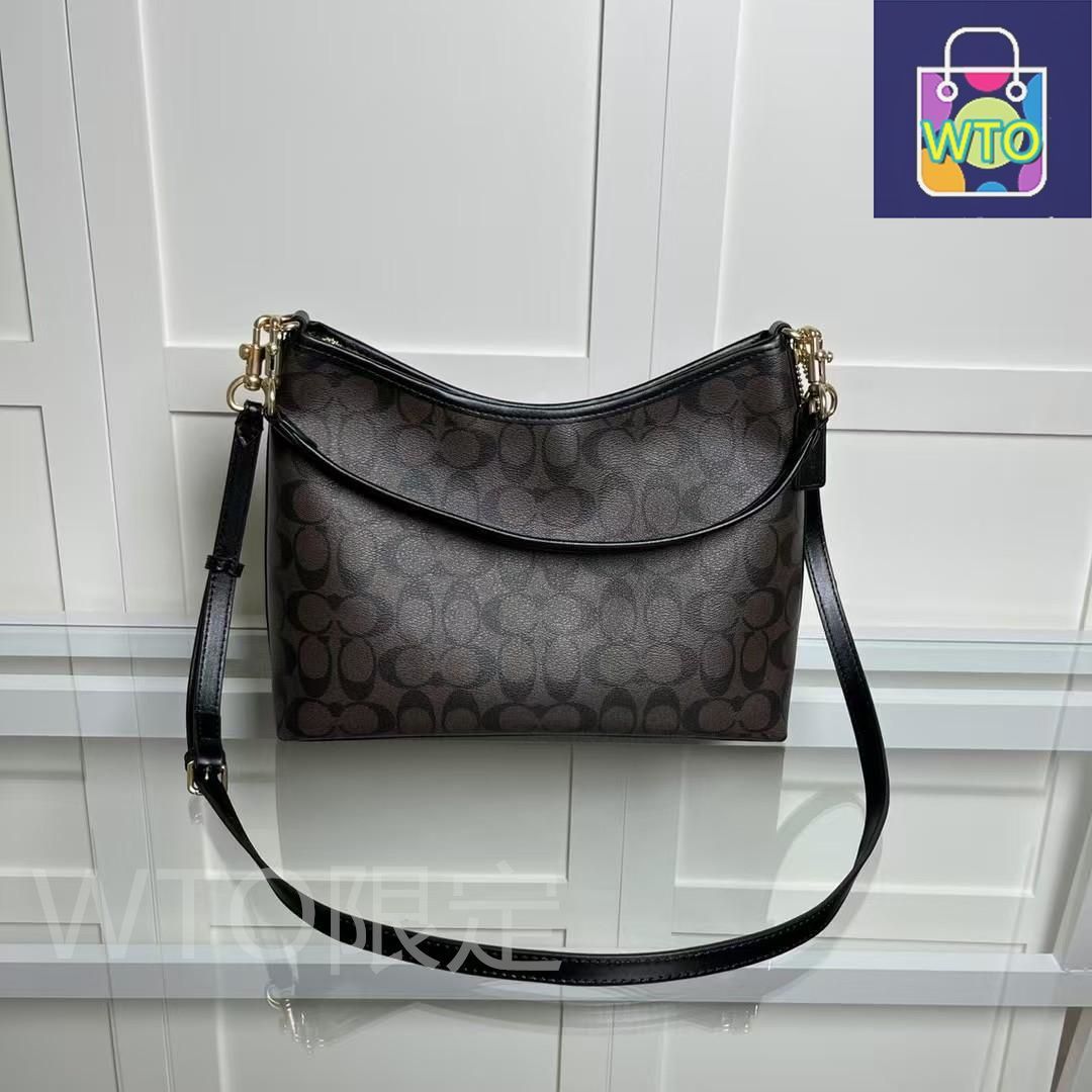 【極美品未使用】COACH シグネチャーダークブラウン ショルダーバッグ ⭐️コーチ ボストン型ショルダー バック ☆シグネチャー ダーク