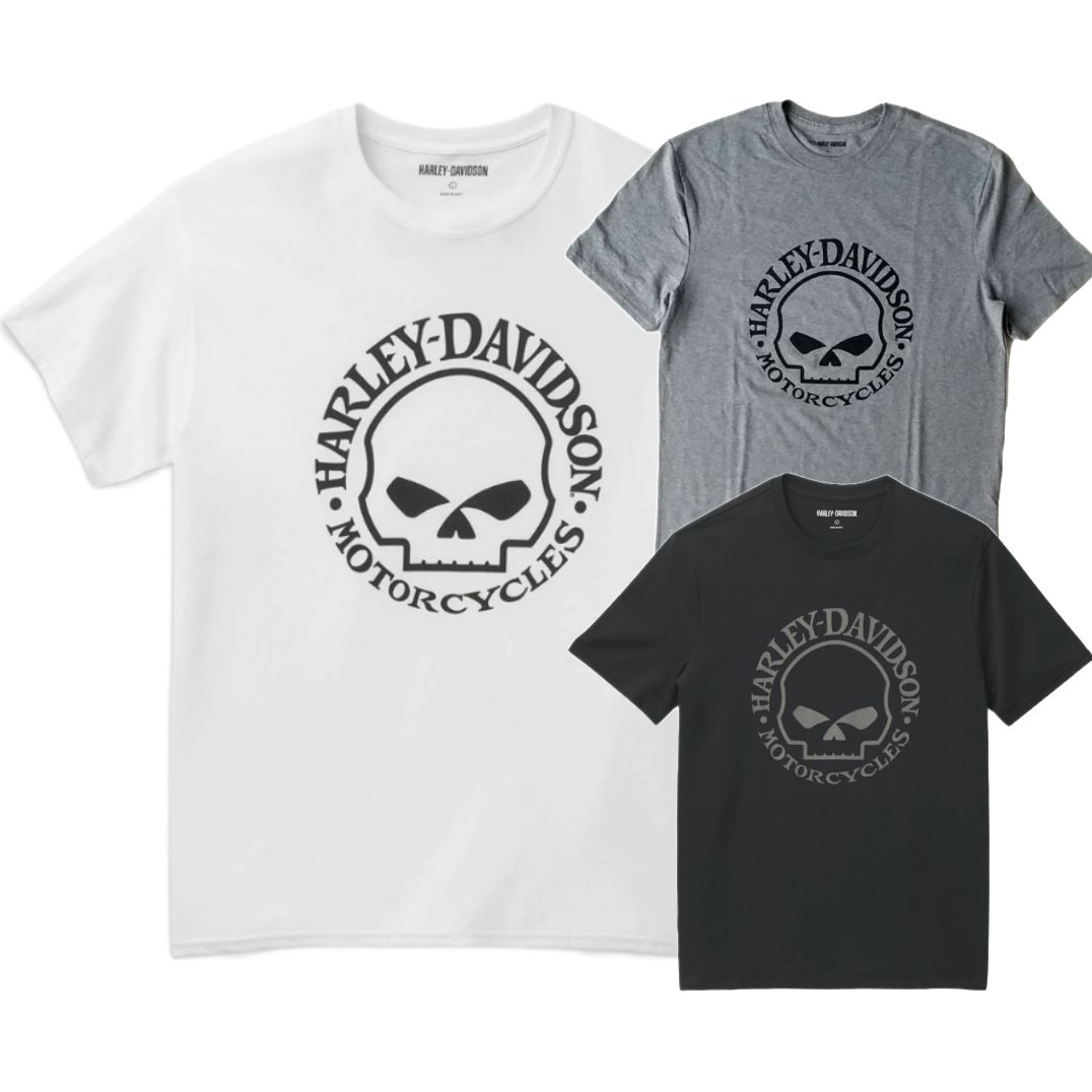 美品本物ハーレーダビッドソンHARLEY DAVIDSONスカル半袖Tシャツ白L