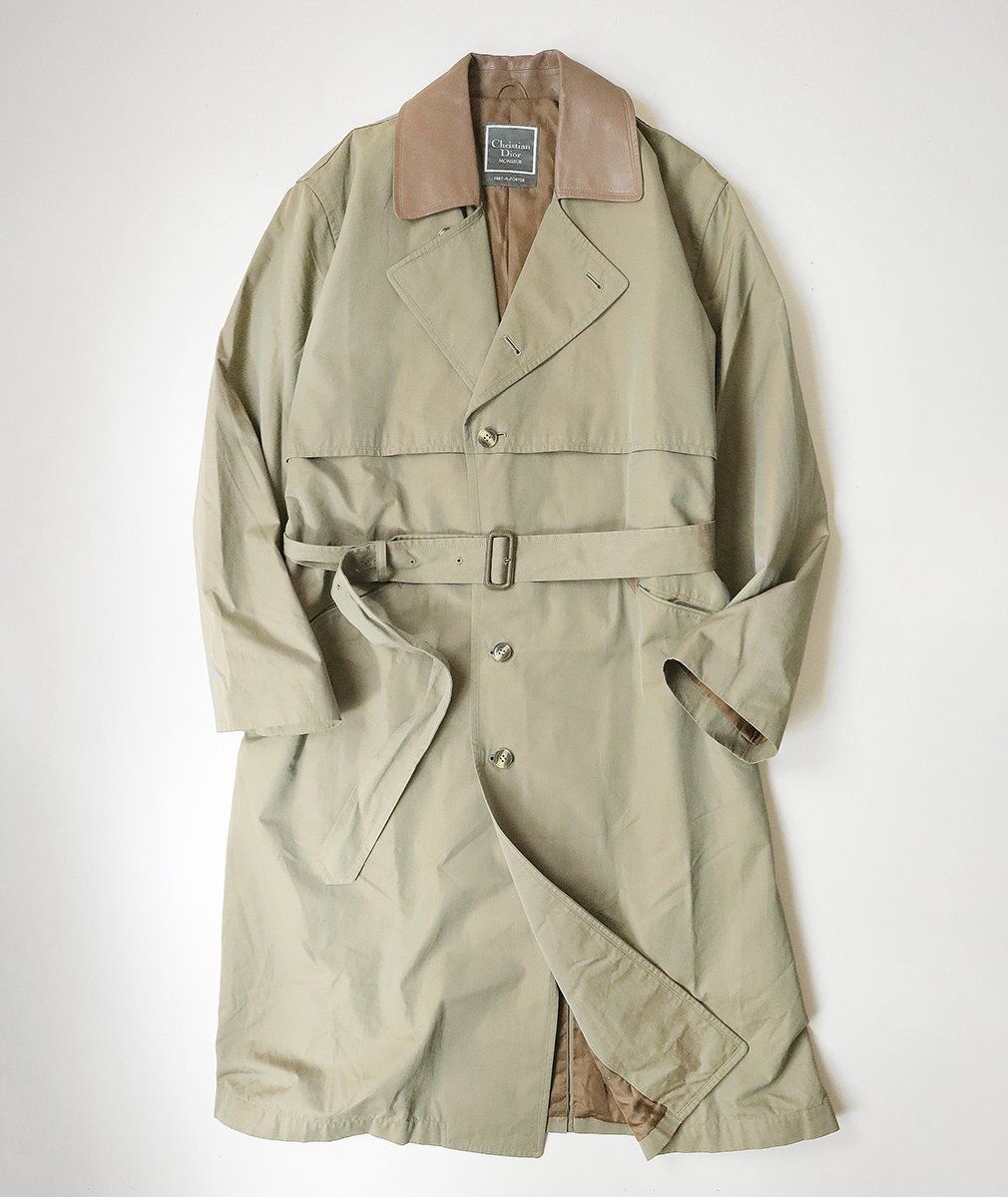 ○ オールド Christian Dior Monsieur ◇ レザー切替 トレンチコート