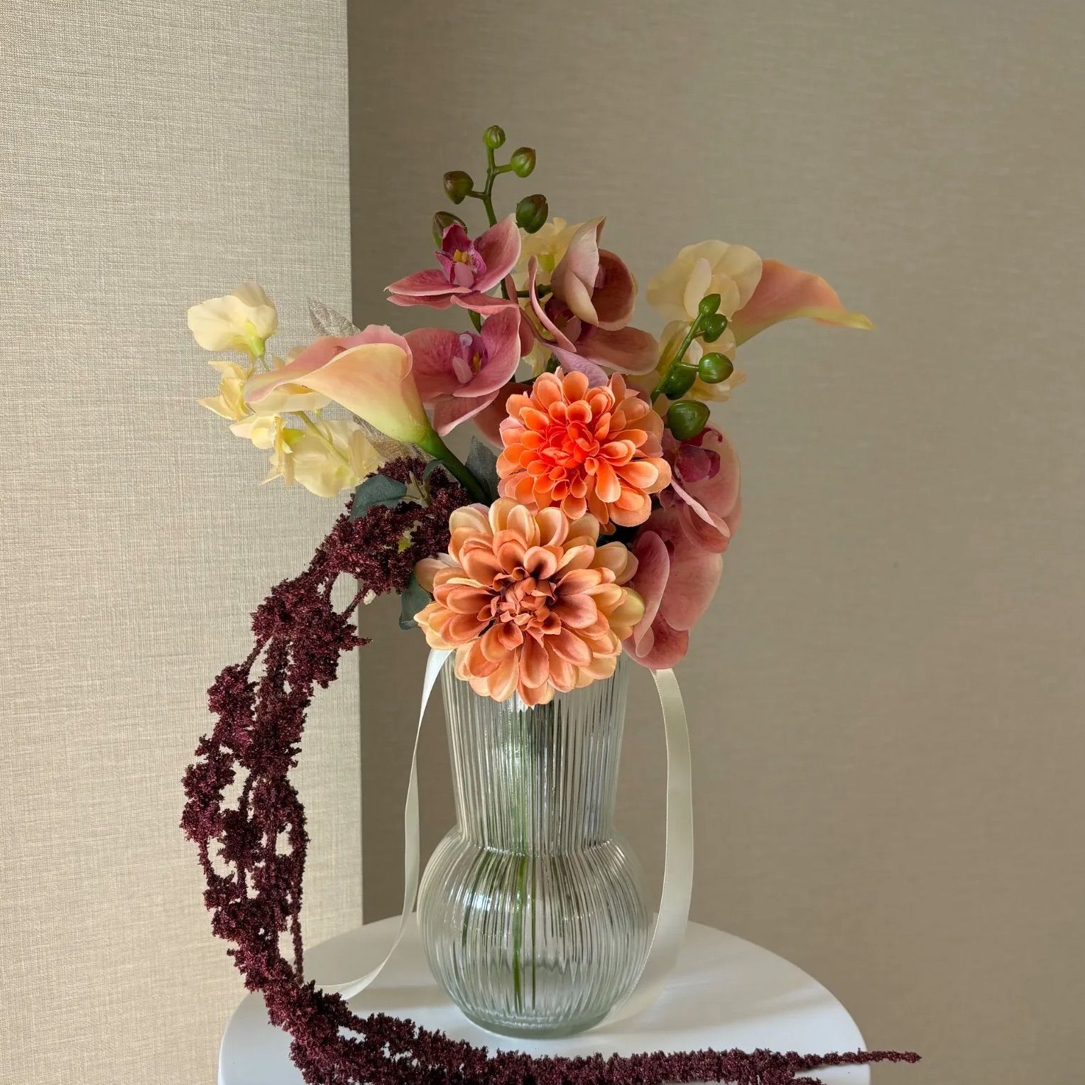 41. ブートニア付 ウェディングブーケ アーティシャルフラワー造花 YUZUMIYA_COM