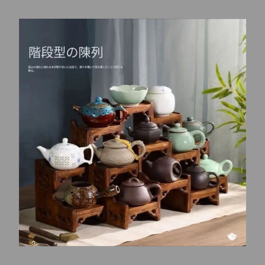 13格中国式デスクトップ小型博古棚実木急須展示棚紫砂壺棚茶器置物棚置物置物