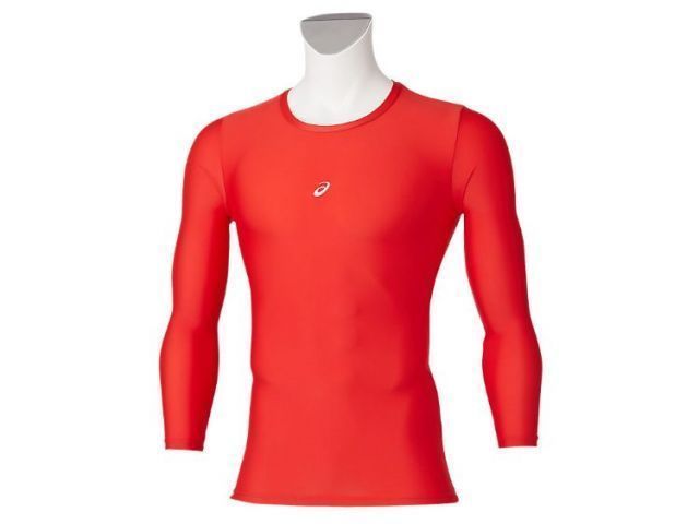 asics アシックス 17 UNDER SHIRTS LS レッド S 2121A282 600 | スポーツ 運動 衣類 服 ウエア ウェア 男性 紳士服 メンズ 野球 ベースボール トップス インナー 長袖 ロングスリーブ 丸首 クルーネック フ