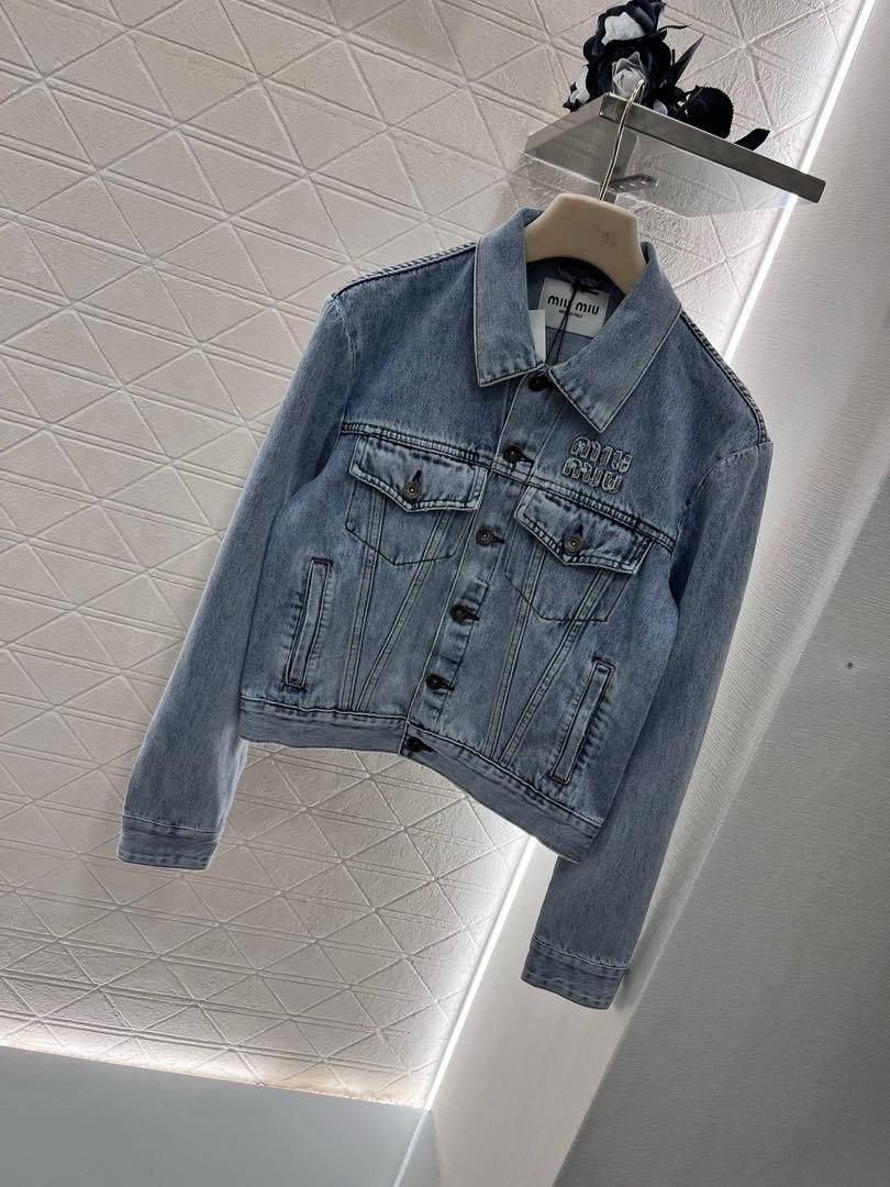 ★Miumiu★クロップド ストレッチデニム ジャケット 美品】ミュウミュウ クロップド デニムジャケット 36 XS相当
