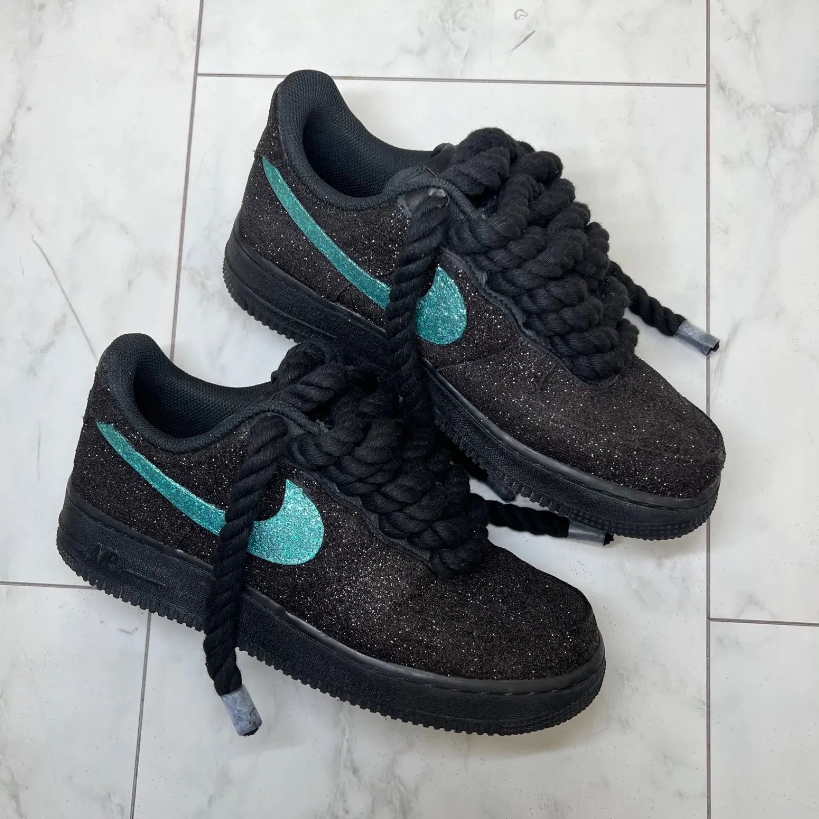 NIKE AIR FORCE 1 Tiffany Glitter ロープカスタムスニーカー - メルカリ