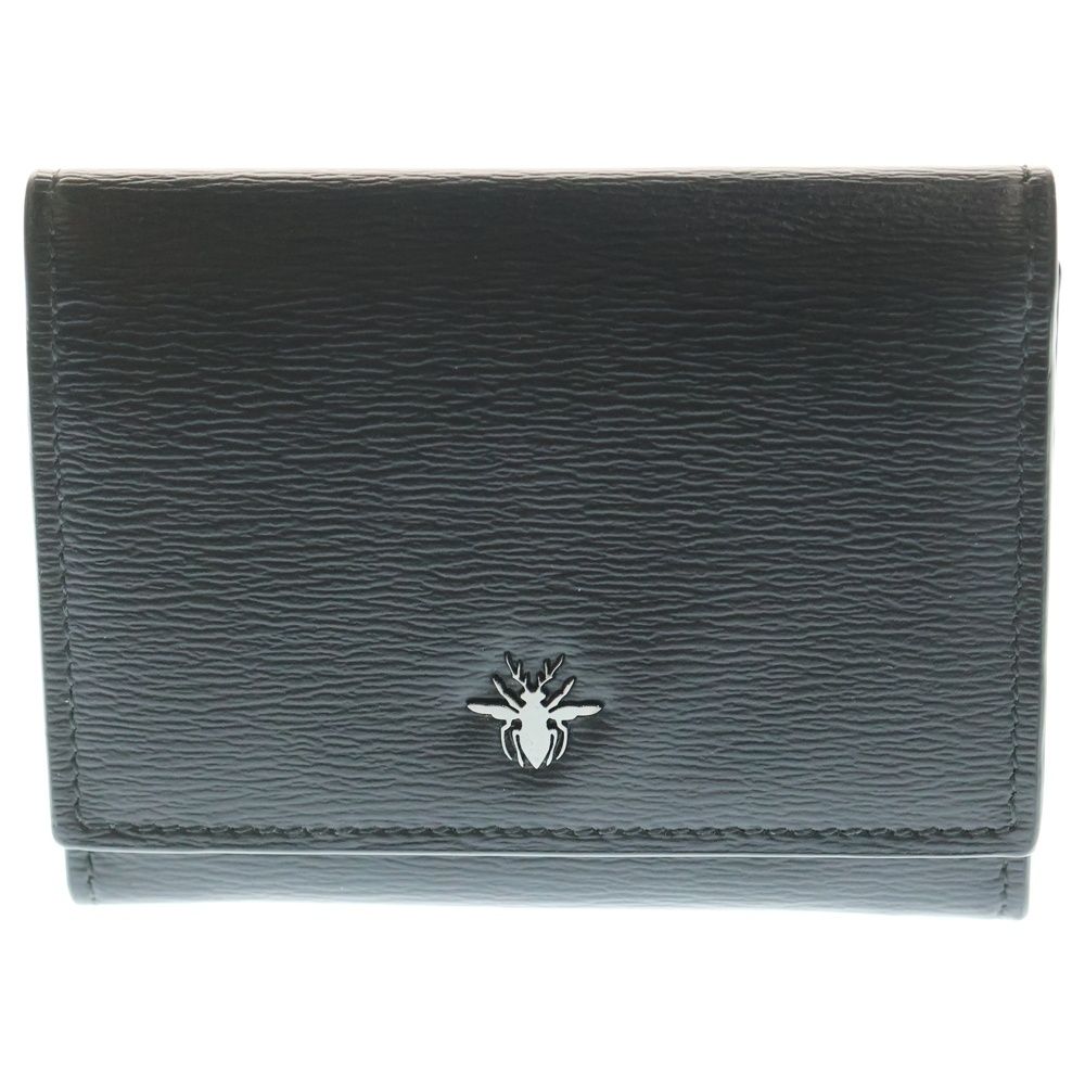 Dior HOMME ディオールオム BEEモチーフ 二つ折りカードケース レザー ブラック