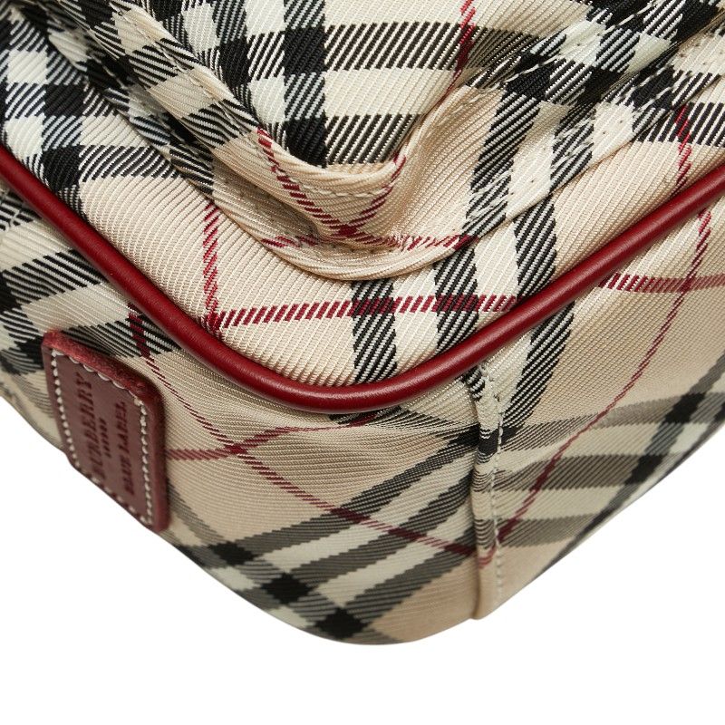 バーバリー ノバチェック ベージュ レッド キャンバス レザー