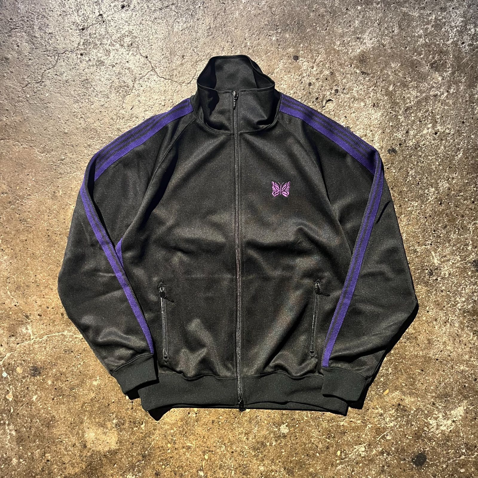 ニードルストラックジャケットブラックパープル M ブラック パープル
