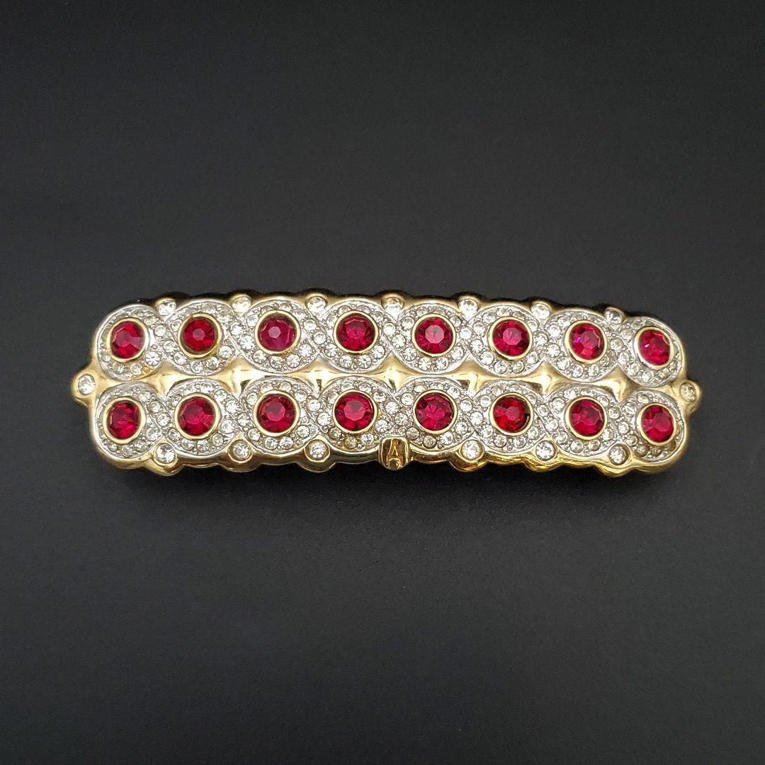 ALEXANDRE DE PARIS アレクサンドル ドゥ パリ バレッタ ラインストーン 大粒 フランス製 赤