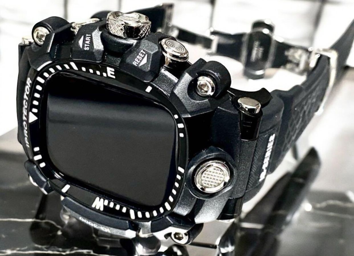 Watchカバーケースアップルウォッチラバーベルトバンド シルバー