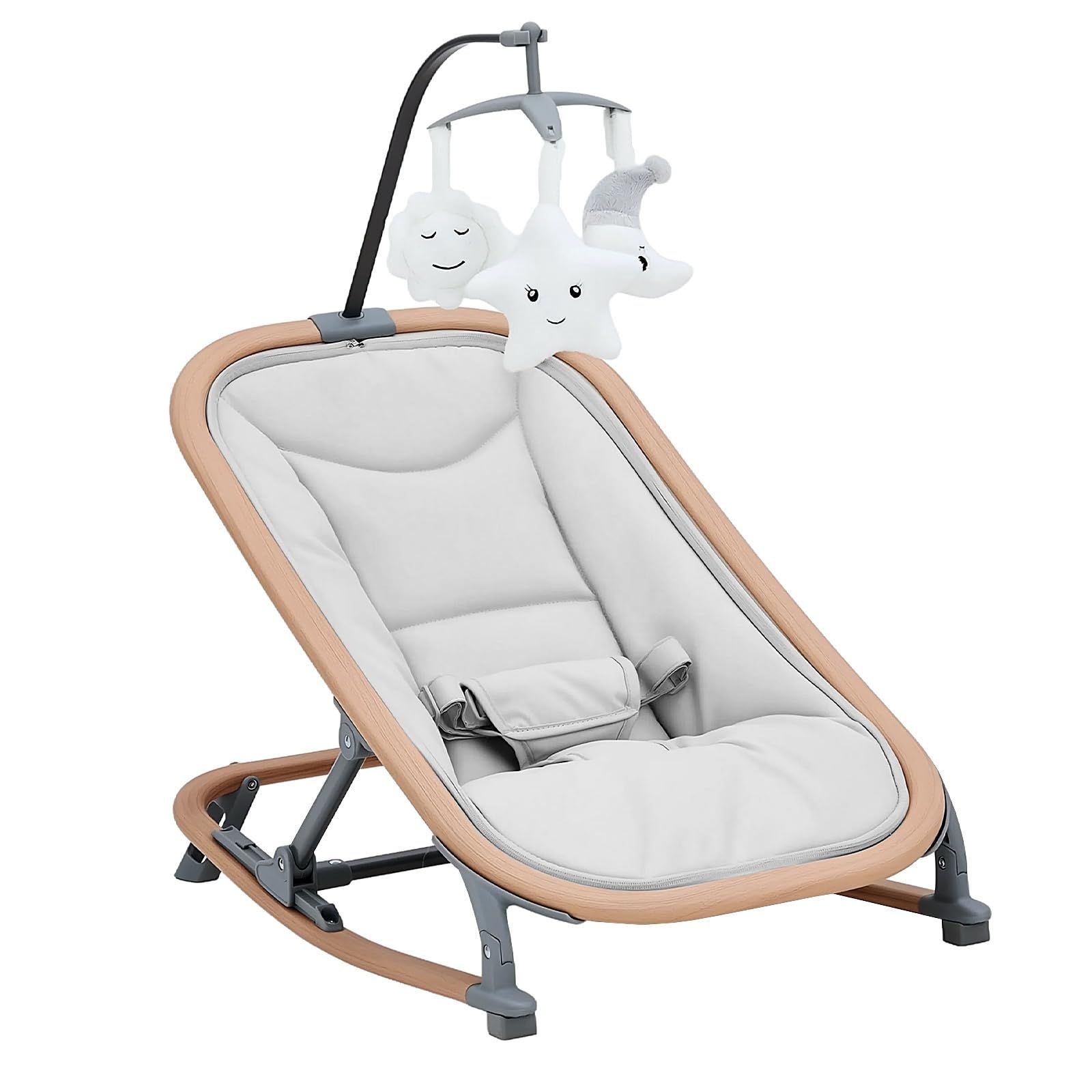 Euker バウンサー 2in1バウンシングシート 生後1カ月頃~ 3段階調節 折り畳み 持ち運び 軽量 静音 ゆりかご 新生児対応 出産祝い プレゼント グレー