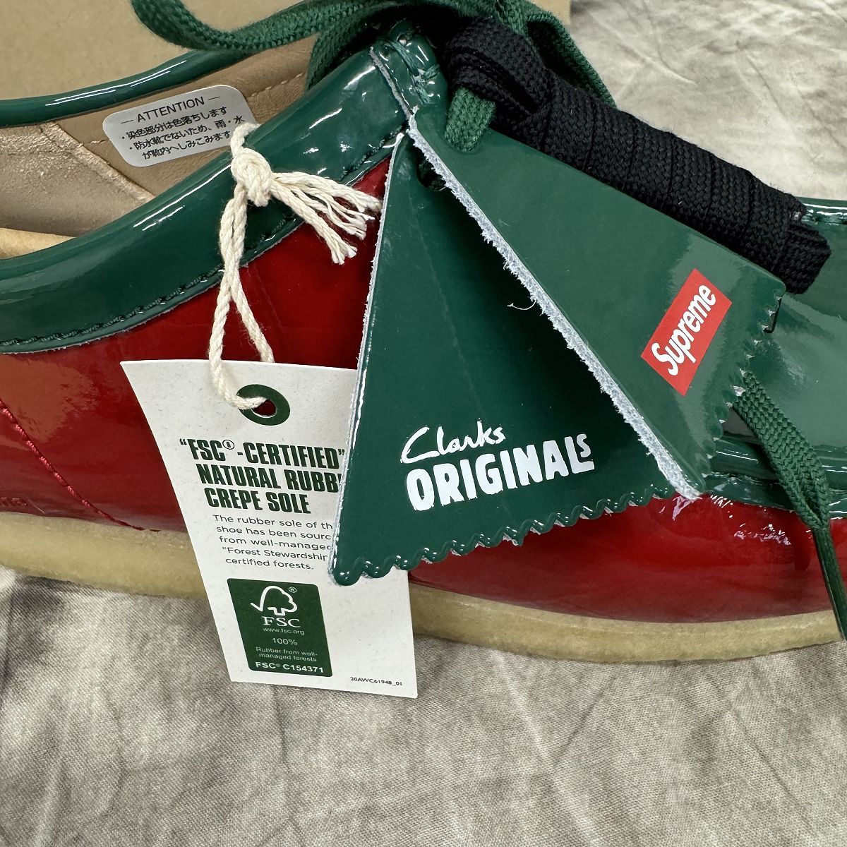 【未使用】Supreme×Clarks/シュプリーム×クラークス【24SS】Patent Leather Wallabee/パテント レザー ワラビー マルチカラー/6