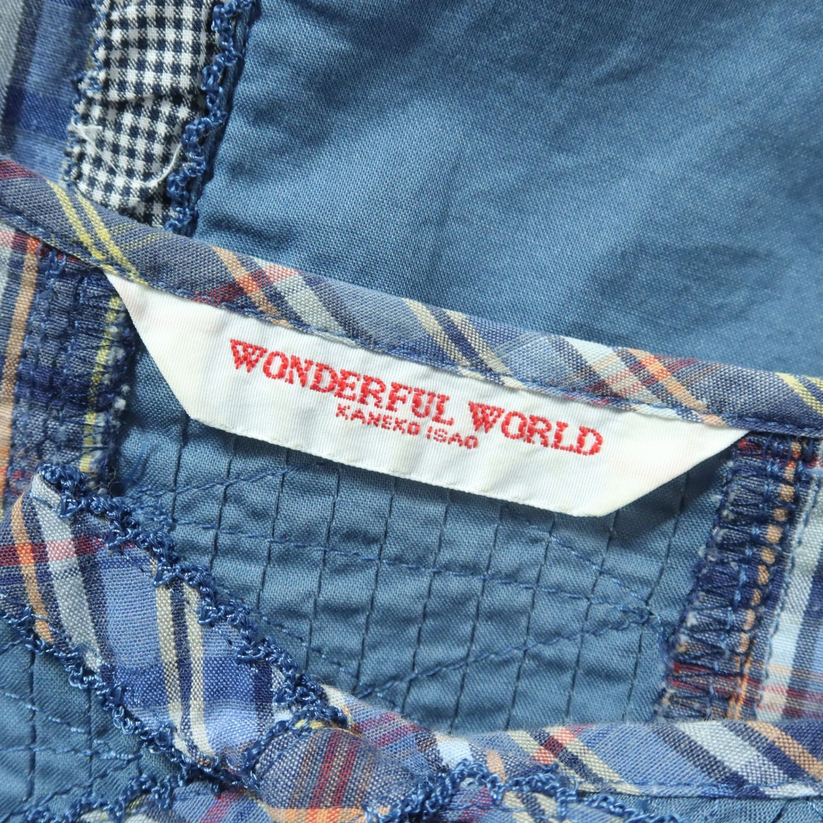 カネコイサオ/パッチワークモノトーンワンピース 茶モノトーン小薔薇×ニットパッチワークワンピース - ピンク