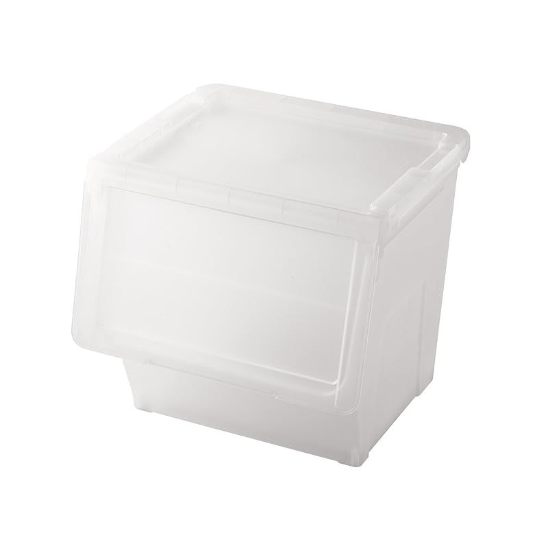 天馬(Tenma) 収納物の出し入れがしやすいフラップ式収納ボックス カバコ L 完成品 場所を選ばないデザインの収納ケース フラップ扉 衣装ケース 収納しているものが把握できる半透明のクリア
