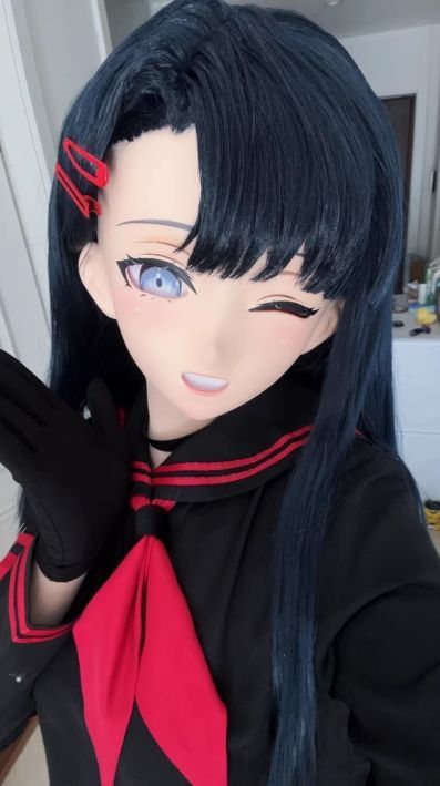 全頭マスク カツラ付き ロック付き NO.508 衣装付き ドール ヘッドロリータ人形 コスプレ 変身 仮装 着ぐるみ kigurumi 二次元