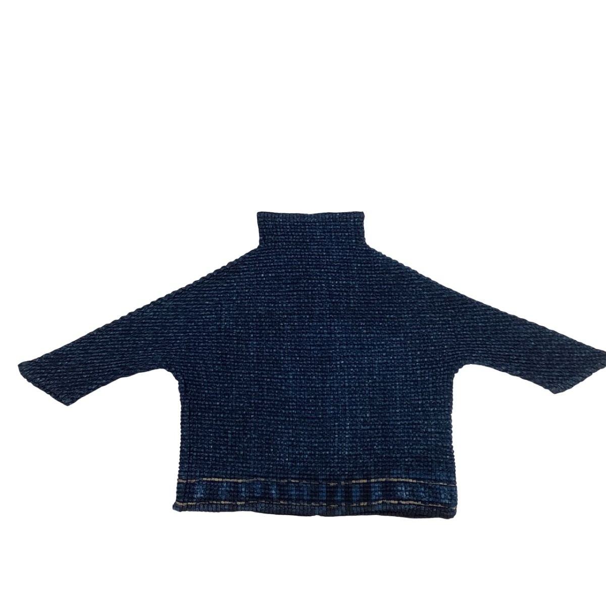 ♪♪ISSEY MIYAKE T. イッセイミヤケ デニム転写 プリーツ カットソー風 帽子 激 PP17-AA952 ネイビー