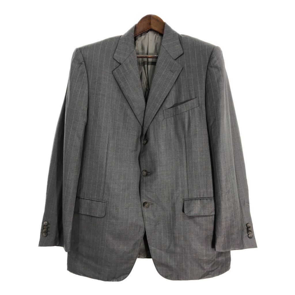 イタリア製 Ermenegildo Zegna エルメネジルドゼニア テーラードジャケット ストライプ グレー (メンズ 54 R) 中古 古着 T0273