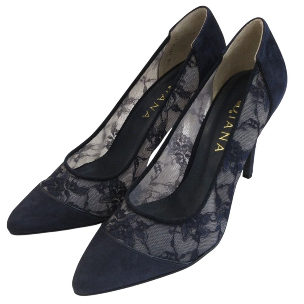 【美品】DIANA ダイアナ 23.5 パンプス フラワーレース ブラック 新品同様 DIANA ダイアナ フラワーレース コンビ パンプス 25.0