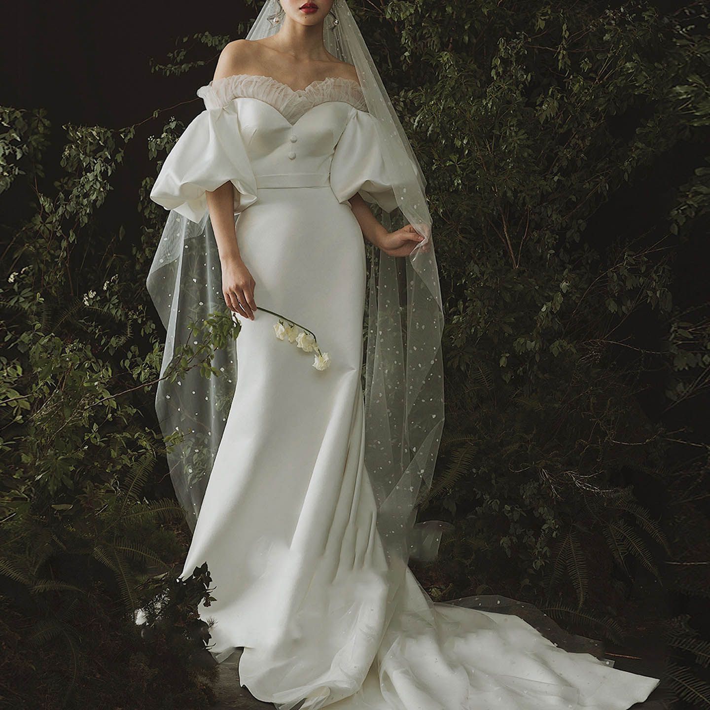 マーメイドドレス 他と被らない 白 ロングドレス 二次会 パーティー