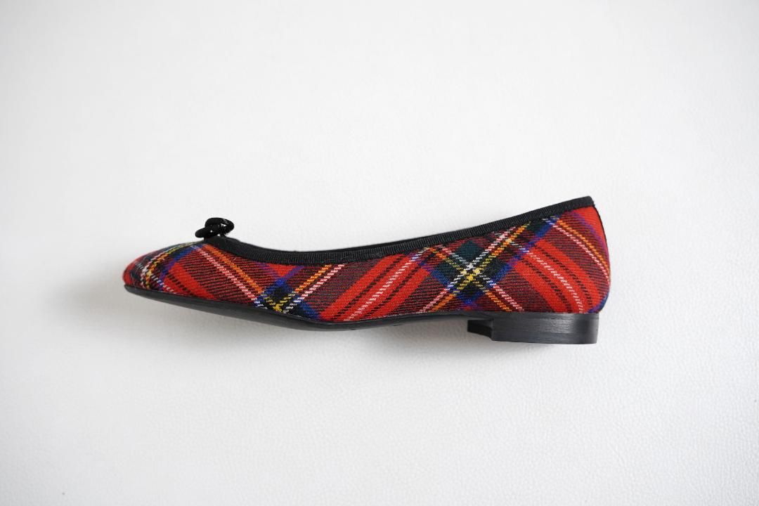 580y*ファビオ ルスコーニ BPQC タータンチェック バレエシューズ