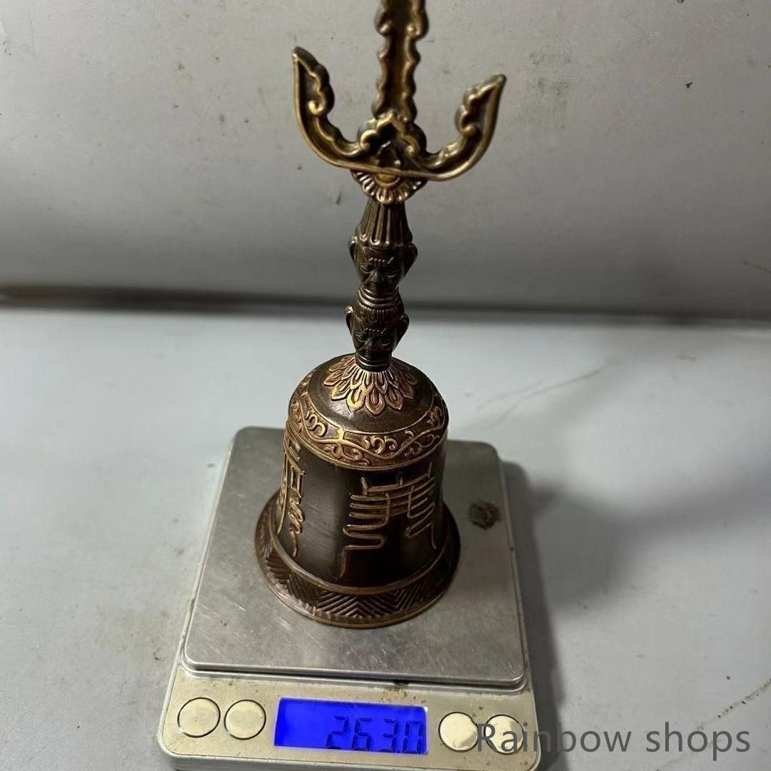 新品未使用】浮彫天蓬帝鐘天蓬鐘鈴 道家用品 三清鈴 三叉金剛鈴