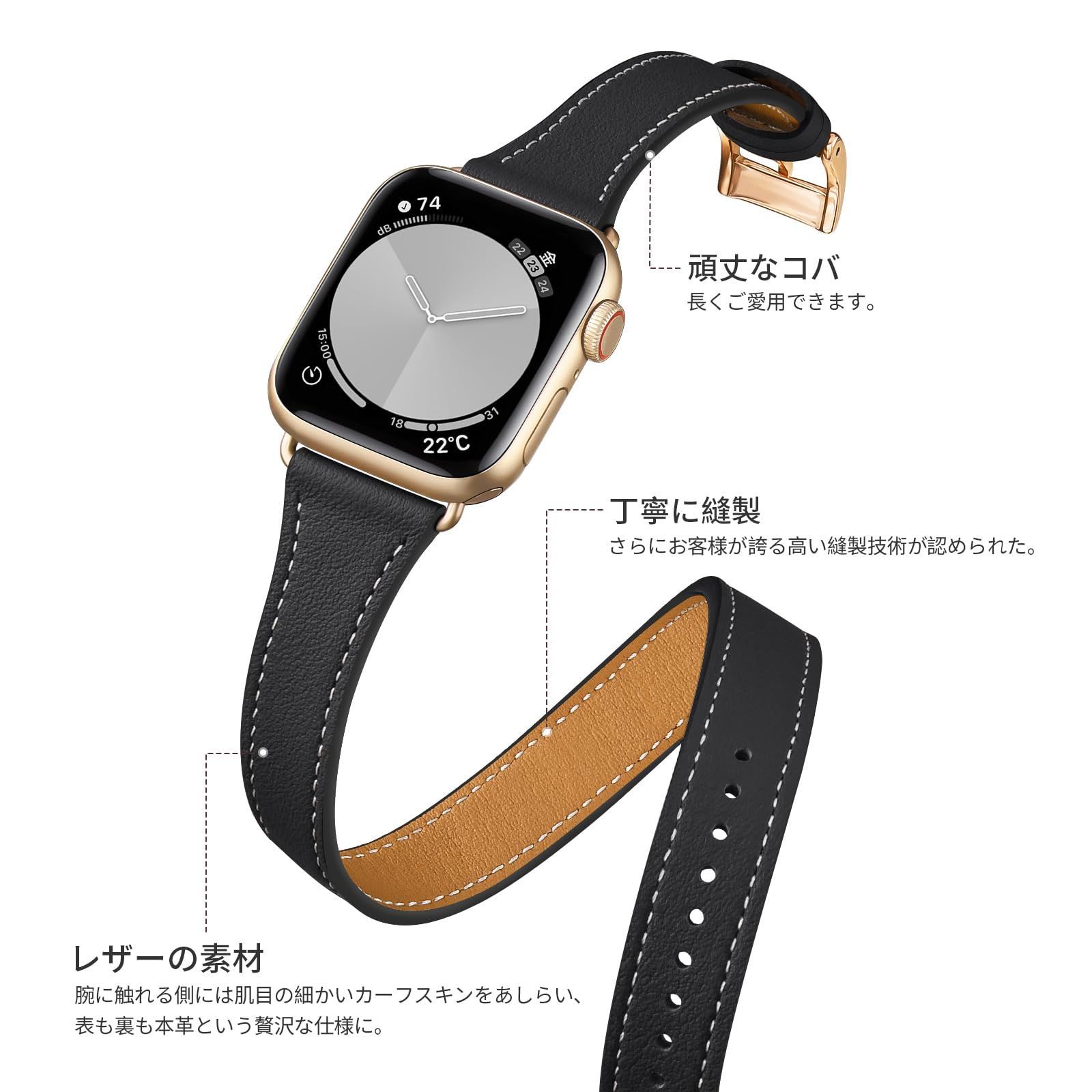 20-60代 人気ファッションブランド 410 未使用 二重巻 ゴールド レザー ＋エルメス Watch Apple 時計