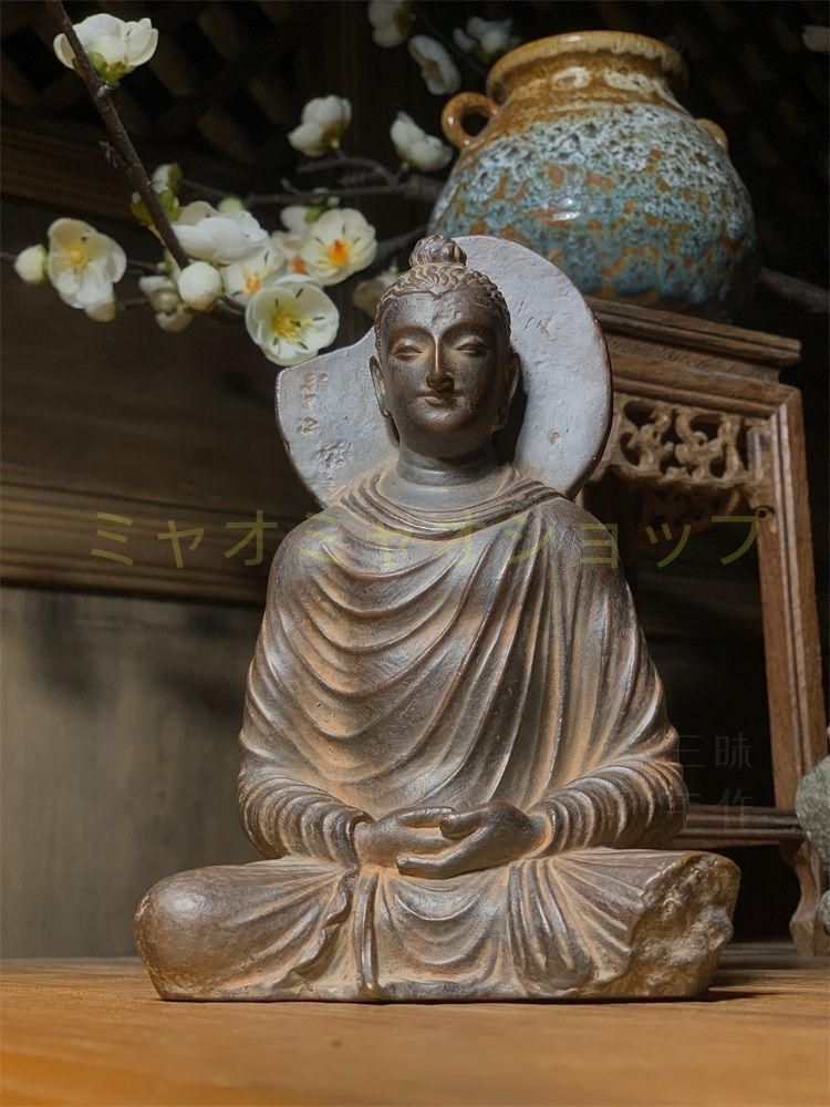 ガンダーラ禅定坐像 石仏 鎮宅 辟邪 開運 風水 招財 置物 工芸品