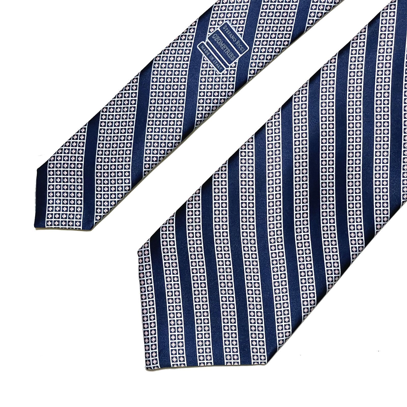 極美品 Atto Vannucci クワトロピエゲ シルク レジメンタルネクタイ