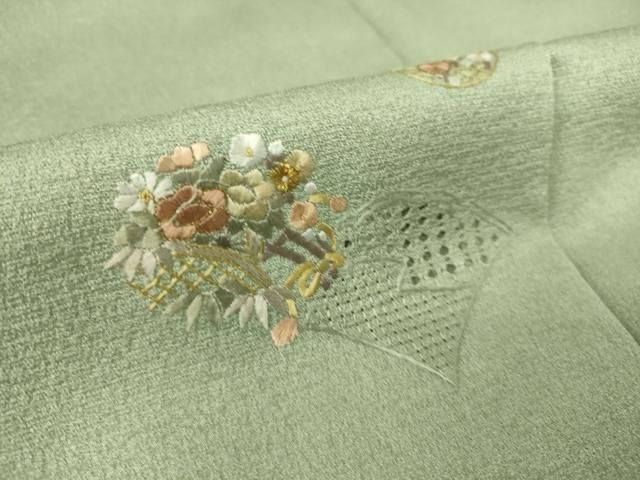 平和屋着物▽中国三大刺繍 スワトウ刺繍 汕頭刺繍 総刺繍 小紋 単