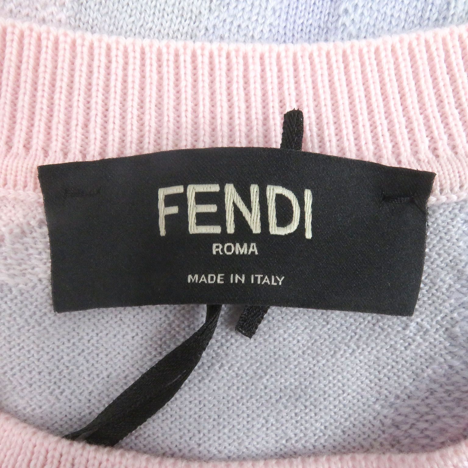 FENDI フェンディ FZX039 FFロゴ ズッカ ロングスリーブニット セーター ピンク系マルチ 46 イタリア製 メンズ WWW_SMP1DAWEKUDUS_SCH_ID