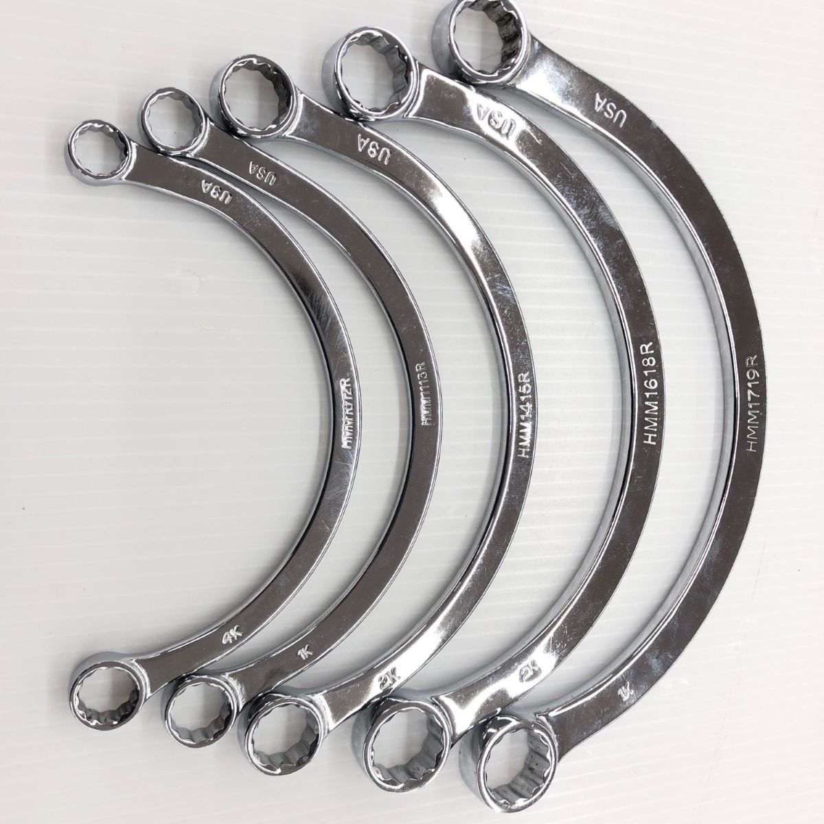 ДД MAC TOOLS マック ハーフムーンレンチ 程度A 5本組 HMM1012R HMM1113R HMM1415R HMM1618R HMM1719Rセット シルバー 目立った傷や汚れなし
