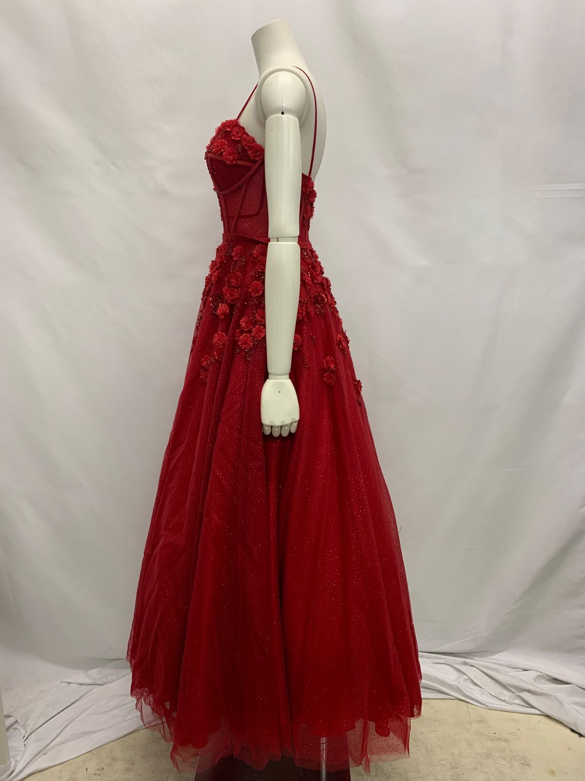 1440 my love love マイラブラブ キャバクラ ロングドレス チュール プリンセス フリル ビジュー ビーズ フラワー イベント 誕生日 バースデー キラキラ コサージュ キャバドレス 4サイズ