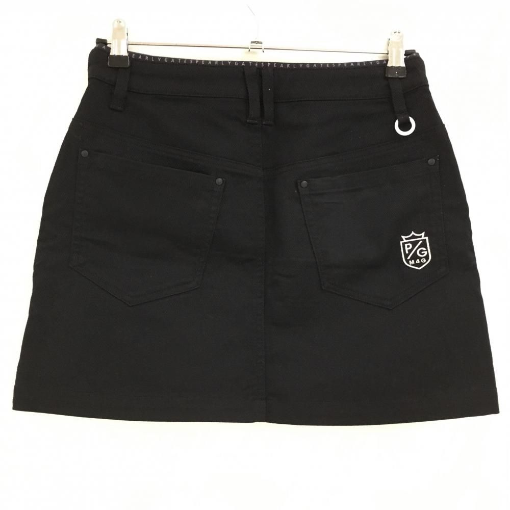 PEARLY GATES レディース スカート　サイズ1 黒 新品 超美品】パーリーゲイツ スカート 黒 ウエスト細ロゴ レディース