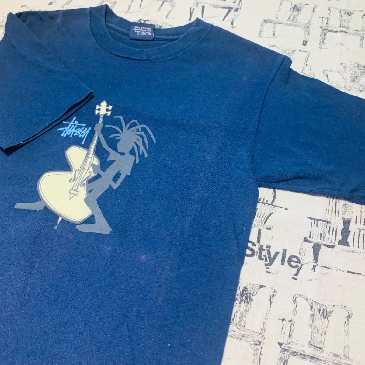 old stussy 90s usa製　M ネイビー×グレー 七分丈　メンズ old stussy 90s usa製 M ネイビー×グレー 七分丈 メンズ old
