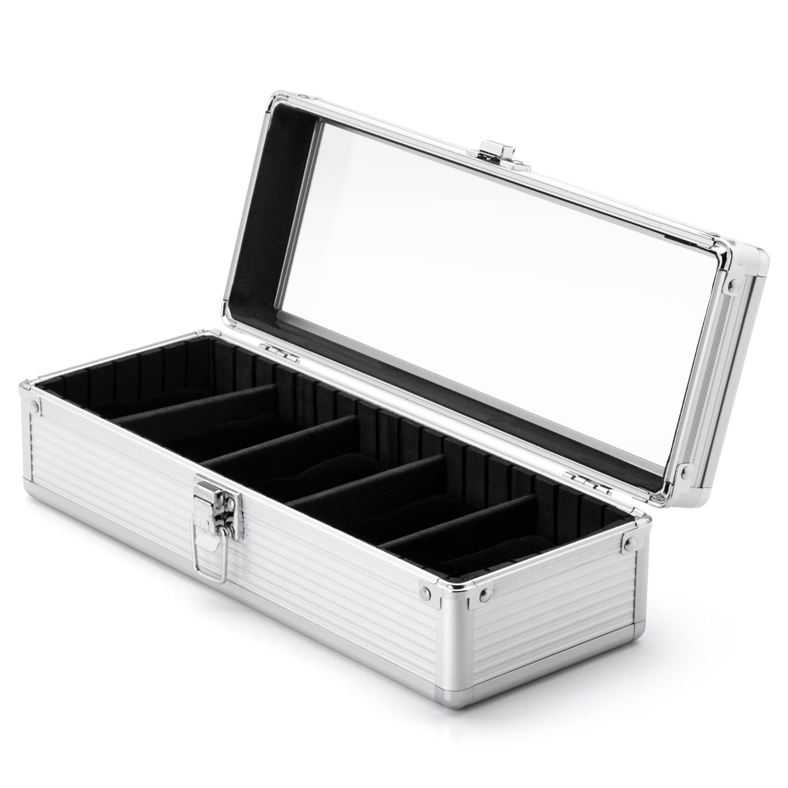 【新着商品】October 1st 腕時計 ケース 5本用 収納 アルミ ボックス メンズ 時計 持ち運び 保管 インテリア用 Watch Box 耐衝撃 (シルバー) 自動巻き アクセサリー コレクション