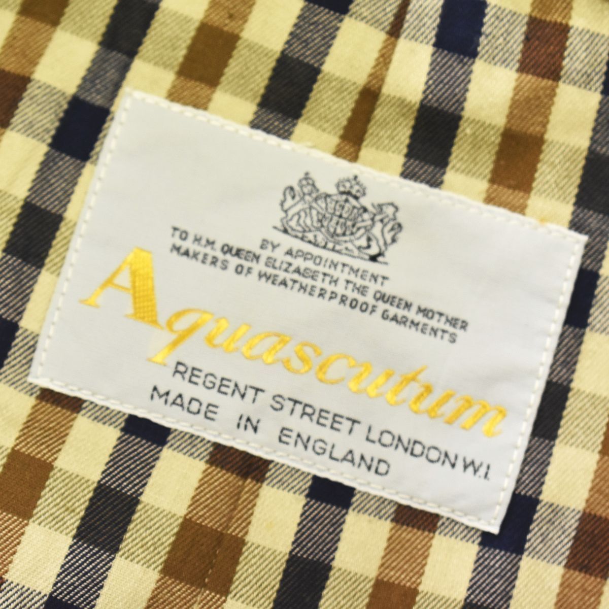 70s80s 英国製 アクアスキュータム 裏クラブチェック柄 Aqua5 トレンチ  
