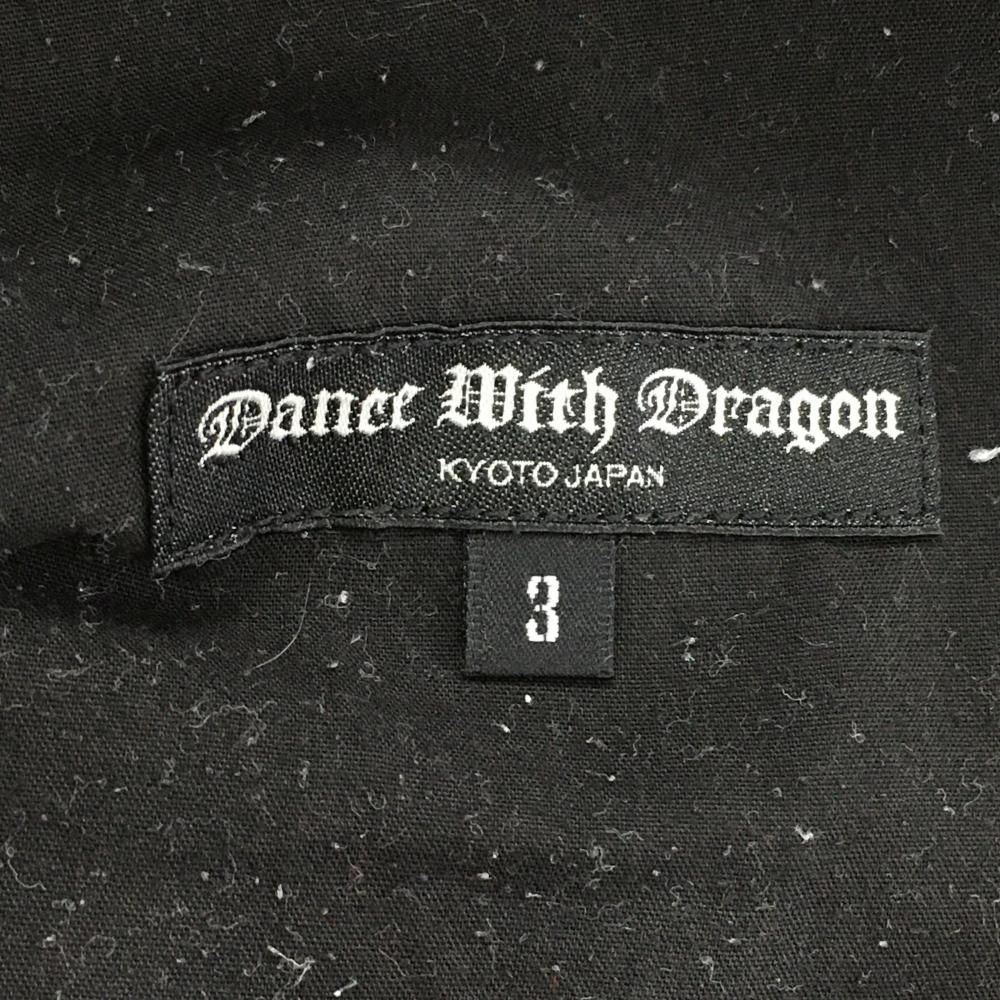 ダンスウィズドラゴン パンツ 白×黒 千鳥格子 フロッキーワッペン 