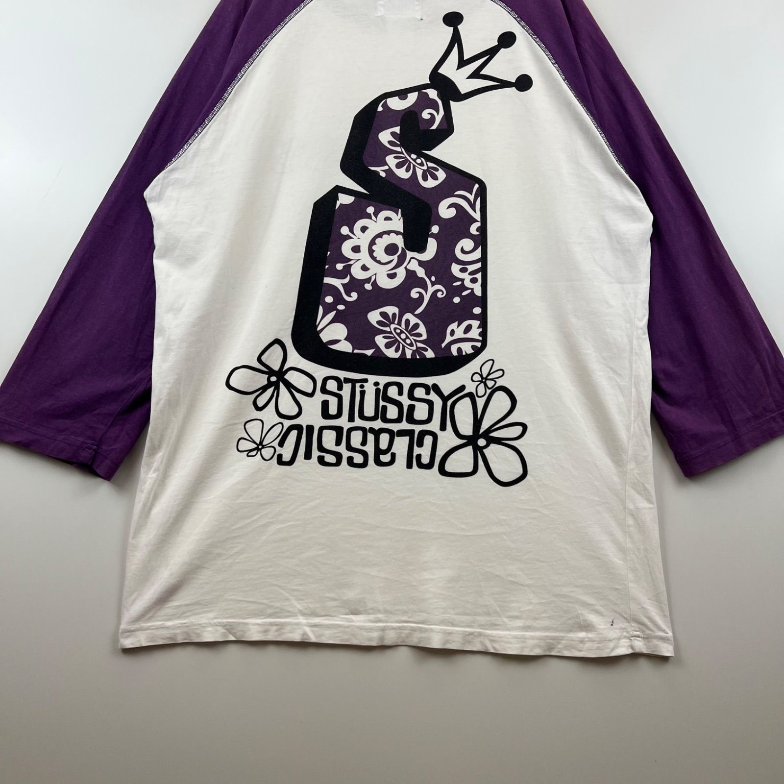 STUSSY 00s old hibiscus raglan Tee L ステューシー オールド 